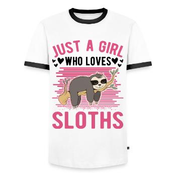 Juste une fille qui aime Sloth Sloth Sloth Girl - T-shirt contrasté Homme - blanc/noir - Devant - AI Model Female 172 light (172cm) & AI Model Male 178 dark (178cm)