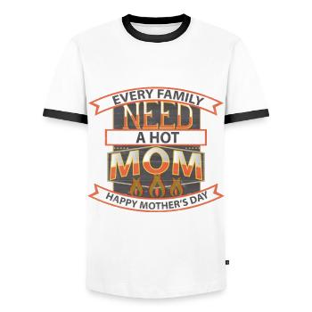 Every Family need a hot mom happy mother's day - Men's Ringer Shirt - white/black - Front - AI Model Female 172 light (172cm) & AI Model Male 178 dark (178cm)