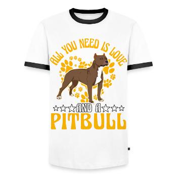 All you need is love and a Pitbull - Männer Kontrast-T-Shirt - Weiß/Schwarz - Vorne - AI Model Female 172 light (172cm) & AI Model Male 178 dark (178cm)