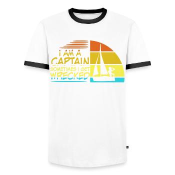 Segeln Boot Bier Alkohol Segelboot - Männer Kontrast-T-Shirt - Weiß/Schwarz - Vorne - AI Model Female 172 light (172cm) & AI Model Male 178 dark (178cm)