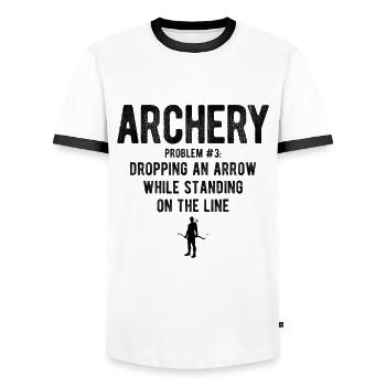 Bogenschießen Archery - Männer Kontrast-T-Shirt - Weiß/Schwarz - Vorne - AI Model Female 172 light (172cm) & AI Model Male 178 dark (178cm)