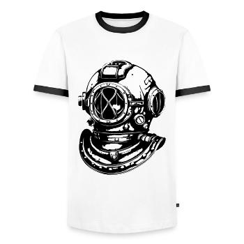 Taucherhelm Apnoe Vintage Tauchen - Männer Kontrast-T-Shirt - Weiß/Schwarz - Vorne - AI Model Female 172 light (172cm) & AI Model Male 178 dark (178cm)