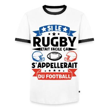 Cadeau rugbyman. cadeau rugby France. rugby fan . - T-shirt contrasté Homme - blanc/noir - Devant - AI Model Female 172 light (172cm) & AI Model Male 178 dark (178cm)