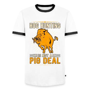 Wild boar hunting Wild boar hunters - Men's Ringer Shirt - white/black - Front - AI Model Female 172 light (172cm) & AI Model Male 178 dark (178cm)