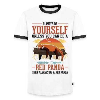 Roter Panda Geschenk Red Panda - Männer Kontrast-T-Shirt - Weiß/Schwarz - Vorne - AI Model Female 172 light (172cm) & AI Model Male 178 dark (178cm)