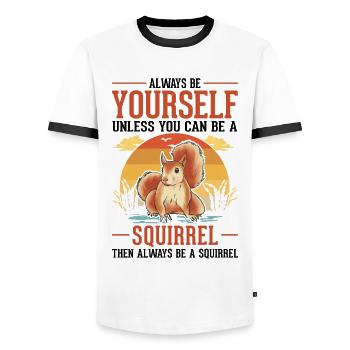 Always be yourself Squirrel Eichhörnchen - Men's Ringer Shirt - white/black - Front - AI Model Female 172 light (172cm) & AI Model Male 178 dark (178cm)