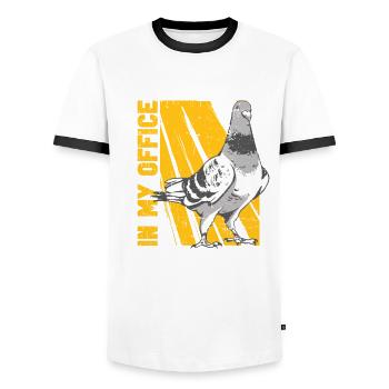 Taubenzüchter Taubenschlagtaube Zucht Opigeon - T-shirt contrasté Homme - blanc/noir - Devant - AI Model Female 172 light (172cm) & AI Model Male 178 dark (178cm)