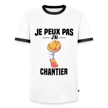 J'PEUX PAS J'AI CHANTIER - CASQUE DE CHANTIER - T-shirt contrasté Homme - blanc/noir - Devant - AI Model Female 172 light (172cm) & AI Model Male 178 dark (178cm)