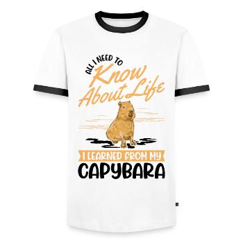 Capybara Wasserschwein Capibara - Männer Kontrast-T-Shirt - Weiß/Schwarz - Vorne - AI Model Female 172 light (172cm) & AI Model Male 178 dark (178cm)