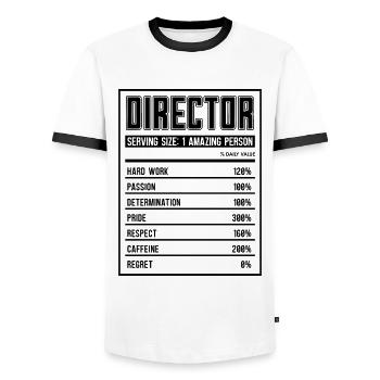 Réalisateur Valeur nutritive Réalisateurs de films de cinéma - T-shirt contrasté Homme - blanc/noir - Devant - AI Model Female 172 light (172cm) & AI Model Male 178 dark (178cm)