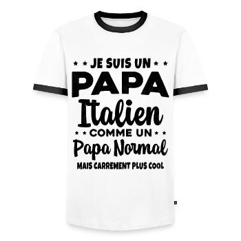 Homme Papa Pizzaiolo Italien Humour Cadeau - T-shirt contrasté Homme - blanc/noir - Devant - AI Model Female 172 light (172cm) & AI Model Male 178 dark (178cm)