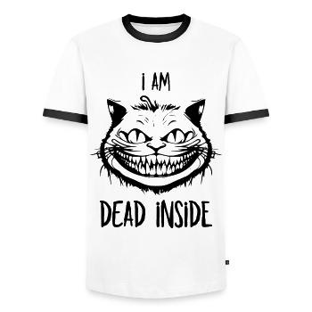 I'm Dead Inside - Grinsekatze für Katzenliebhaber - Männer Kontrast-T-Shirt - Weiß/Schwarz - Vorne - AI Model Female 172 light (172cm) & AI Model Male 178 dark (178cm)