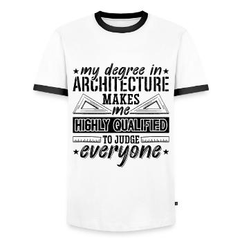 Mon diplôme en architecture EConstruction Architects - T-shirt contrasté Homme - blanc/noir - Devant - AI Model Female 172 light (172cm) & AI Model Male 178 dark (178cm)