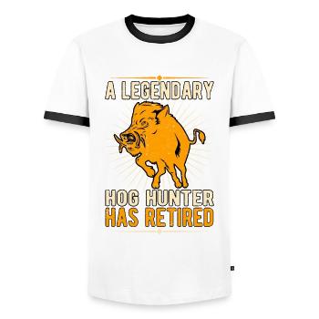 Wild boar wild boar hunting wild boar hunter - Men's Ringer Shirt - white/black - Front - AI Model Female 172 light (172cm) & AI Model Male 178 dark (178cm)