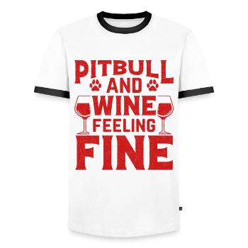 Pitbull et vin se sentent bien - T-shirt contrasté Homme - blanc/noir - Devant - AI Model Female 172 light (172cm) & AI Model Male 178 dark (178cm)
