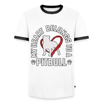 Mon cœur appartient à un pitbull - T-shirt contrasté Homme - blanc/noir - Devant - AI Model Female 172 light (172cm) & AI Model Male 178 dark (178cm)