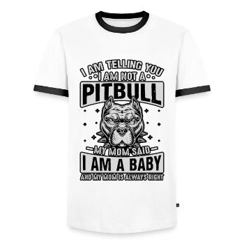 Je te dis pitbull ma mère a dit que je suis un bébé - T-shirt contrasté Homme - blanc/noir - Devant - AI Model Female 172 light (172cm) & AI Model Male 178 dark (178cm)