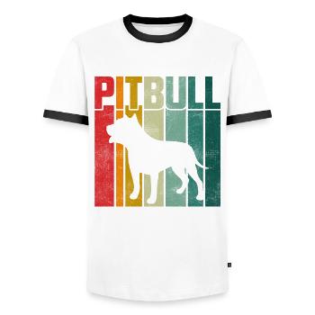 Pitbull Rétro - T-shirt contrasté Homme - blanc/noir - Devant - AI Model Female 172 light (172cm) & AI Model Male 178 dark (178cm)