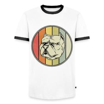 Pitbull Rétro - T-shirt contrasté Homme - blanc/noir - Devant - AI Model Female 172 light (172cm) & AI Model Male 178 dark (178cm)