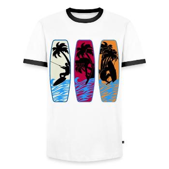 Wakeboard Wakeboarder Wakeboards - Männer Kontrast-T-Shirt - Weiß/Schwarz - Vorne - AI Model Female 172 light (172cm) & AI Model Male 178 dark (178cm)