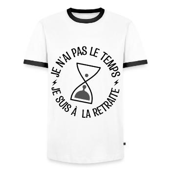 cadeau de retraite, cadeau départ en retraite. - T-shirt contrasté Homme - blanc/noir - Devant - AI Model Female 172 light (172cm) & AI Model Male 178 dark (178cm)