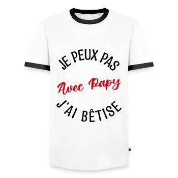 Cadeau Papy, Cadeau grand-père. papi de l'année. - T-shirt contrasté Homme - blanc/noir - Devant - AI Model Female 172 light (172cm) & AI Model Male 178 dark (178cm)