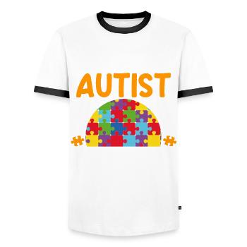 Autismus Autist Autisten - Männer Kontrast-T-Shirt - Weiß/Schwarz - Vorne - AI Model Female 172 light (172cm) & AI Model Male 178 dark (178cm)