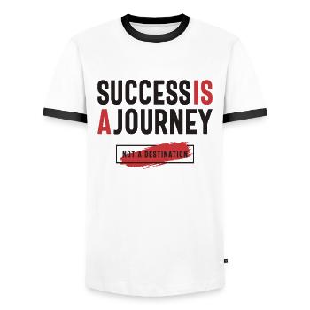 Erfolg ist eine Reise, bleiben Sie positiv - Männer Kontrast-T-Shirt - Weiß/Schwarz - Vorne - AI Model Female 172 light (172cm) & AI Model Male 178 dark (178cm)