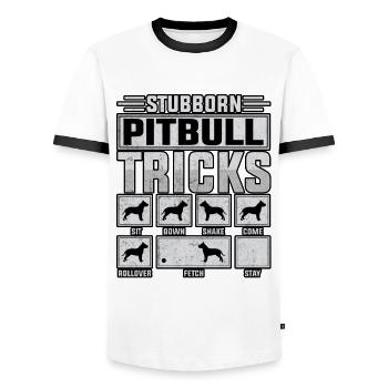 Stubborn pitbull tricks - Männer Kontrast-T-Shirt - Weiß/Schwarz - Vorne - AI Model Female 172 light (172cm) & AI Model Male 178 dark (178cm)