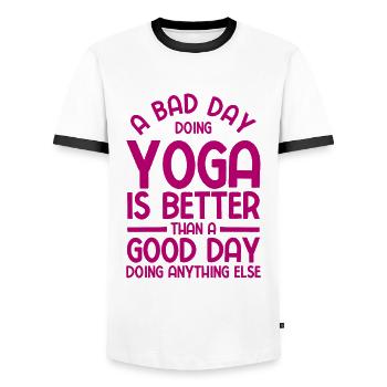 Yogalehrer Spruch Für Yogi Yoga - Männer Kontrast-T-Shirt - Weiß/Schwarz - Vorne - AI Model Female 172 light (172cm) & AI Model Male 178 dark (178cm)
