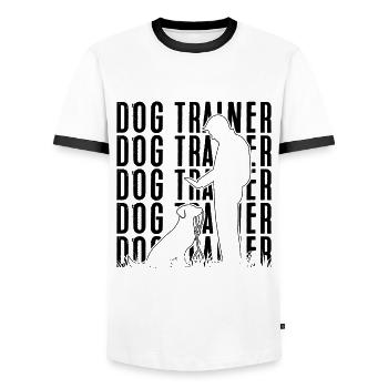 Dog Trainer Retro Animal Rescue Animal Trainers - Men's Ringer Shirt - white/black - Front - AI Model Female 172 light (172cm) & AI Model Male 178 dark (178cm)