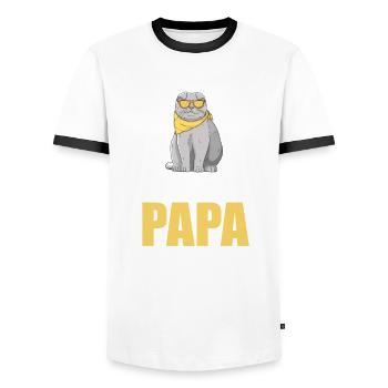 Scottish Fold Katze - Männer Kontrast-T-Shirt - Weiß/Schwarz - Vorne - AI Model Female 172 light (172cm) & AI Model Male 178 dark (178cm)
