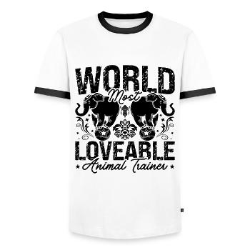 World's Most Loveable Zookeeper Animal Trainers - Men's Ringer Shirt - white/black - Front - AI Model Female 172 light (172cm) & AI Model Male 178 dark (178cm)