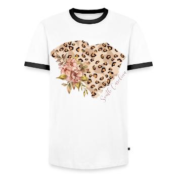 South Carolina Map Leo State Of South - Men's Ringer Shirt - white/black - Front - AI Model Female 172 light (172cm) & AI Model Male 178 dark (178cm)