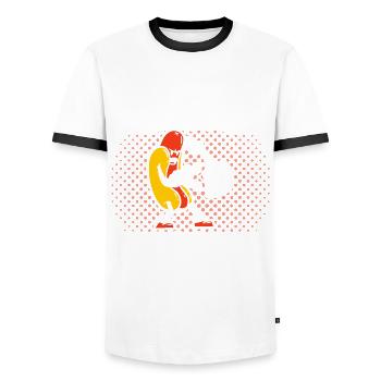 Sausages Warrior Hot Dog Gift - Men's Ringer Shirt - white/black - Front - AI Model Female 172 light (172cm) & AI Model Male 178 dark (178cm)