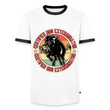 Wild boar wild boar hunting wild boar hunter - Men's Ringer Shirt - white/black - Front - AI Model Female 172 light (172cm) & AI Model Male 178 dark (178cm)