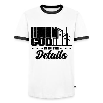 God Is In The Details Retro Construct Architects - Männer Kontrast-T-Shirt - Weiß/Schwarz - Vorne - AI Model Female 172 light (172cm) & AI Model Male 178 dark (178cm)
