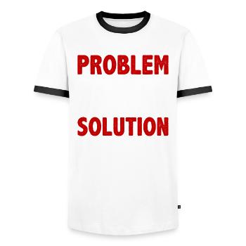 Solution au problème de l’alpinisme - T-shirt contrasté Homme - blanc/noir - Devant - AI Model Female 172 light (172cm) & AI Model Male 178 dark (178cm)