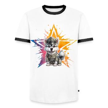 Husky - Männer Kontrast-T-Shirt - Weiß/Schwarz - Vorne - AI Model Female 172 light (172cm) & AI Model Male 178 dark (178cm)