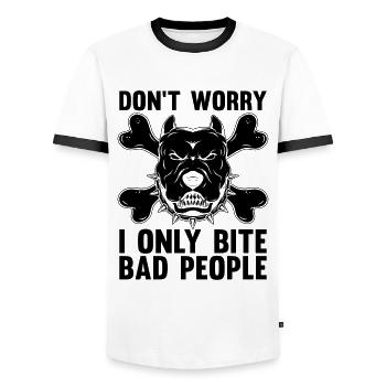 Don't Worry I Only Bite Zookeeper Animal Trainers - Männer Kontrast-T-Shirt - Weiß/Schwarz - Vorne - AI Model Female 172 light (172cm) & AI Model Male 178 dark (178cm)