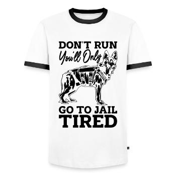 Don't Run You'll Only Dog Training Animal Trainers - Männer Kontrast-T-Shirt - Weiß/Schwarz - Vorne - AI Model Female 172 light (172cm) & AI Model Male 178 dark (178cm)