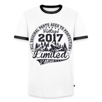 Jahrgang 2017 Vintage Retro Jubiläum - Männer Kontrast-T-Shirt - Weiß/Schwarz - Vorne - AI Model Female 172 light (172cm) & AI Model Male 178 dark (178cm)