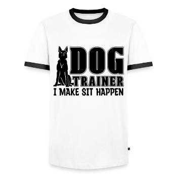 Dog Trainer I Make Sit Zookeeper Animal Trainers - Men's Ringer Shirt - white/black - Front - AI Model Female 172 light (172cm) & AI Model Male 178 dark (178cm)