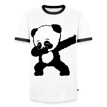 Dabbing Panda Bear Cadeau Dames Hommes Enfants - T-shirt contrasté Homme - blanc/noir - Devant - AI Model Female 172 light (172cm) & AI Model Male 178 dark (178cm)