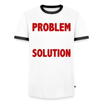 Personnes qui regardent le public Problème Solution Passe-temps - T-shirt contrasté Homme - blanc/noir - Devant - AI Model Female 172 light (172cm) & AI Model Male 178 dark (178cm)