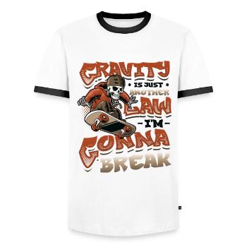 Skateboard Halfpipe, Tricks, Skateboarding - Men's Ringer Shirt - white/black - Front - AI Model Female 172 light (172cm) & AI Model Male 178 dark (178cm)