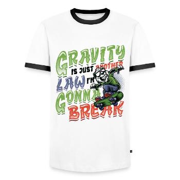 Skateboard Halfpipe, Tricks, Skateboarding - Men's Ringer Shirt - white/black - Front - AI Model Female 172 light (172cm) & AI Model Male 178 dark (178cm)