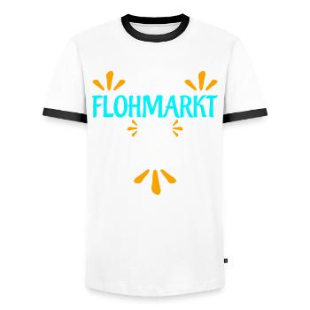 Flohmarkt Witz Trödelmarkt - Männer Kontrast-T-Shirt - Weiß/Schwarz - Vorne - AI Model Female 172 light (172cm) & AI Model Male 178 dark (178cm)