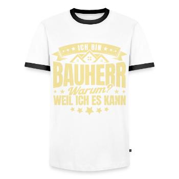 Ich Bin Bauherr Warum Weil Ich Es Kann Bauherr Ges - Männer Kontrast-T-Shirt - Weiß/Schwarz - Vorne - AI Model Female 172 light (172cm) & AI Model Male 178 dark (178cm)