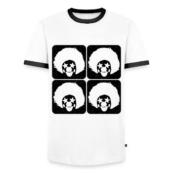 Clowns Retro Carnival Lover Juggling Circus Clowns - Men's Ringer Shirt - white/black - Front - AI Model Female 172 light (172cm) & AI Model Male 178 dark (178cm)